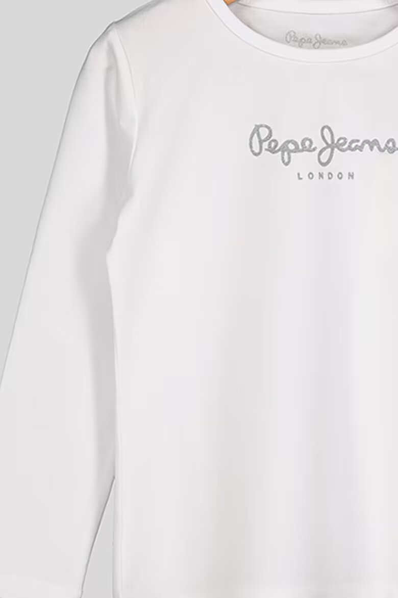 Pepe Jeans London Блуза Hana с лого Бял/Сребрист
