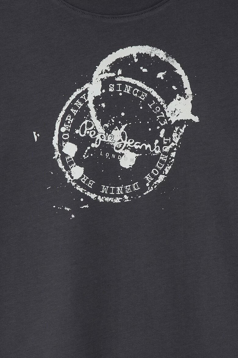 Pepe Jeans London Блуза с овално деколте Мръснобял/Tъмносив