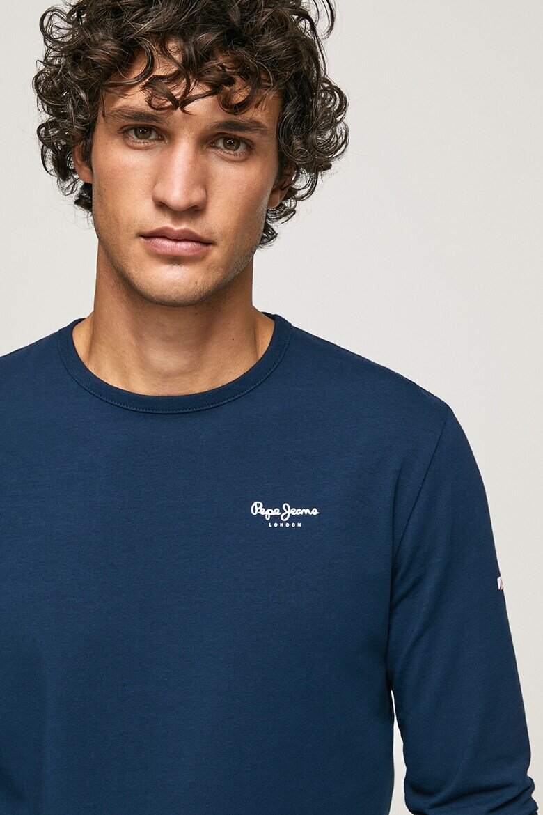 Pepe Jeans London Блуза с памук с овално деколте Ултрамарин синьо
