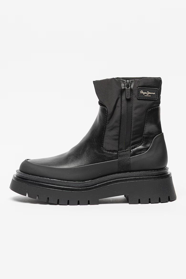 Pepe Jeans London Боти Queen Chelsea от еко кожа с текстил Черен
