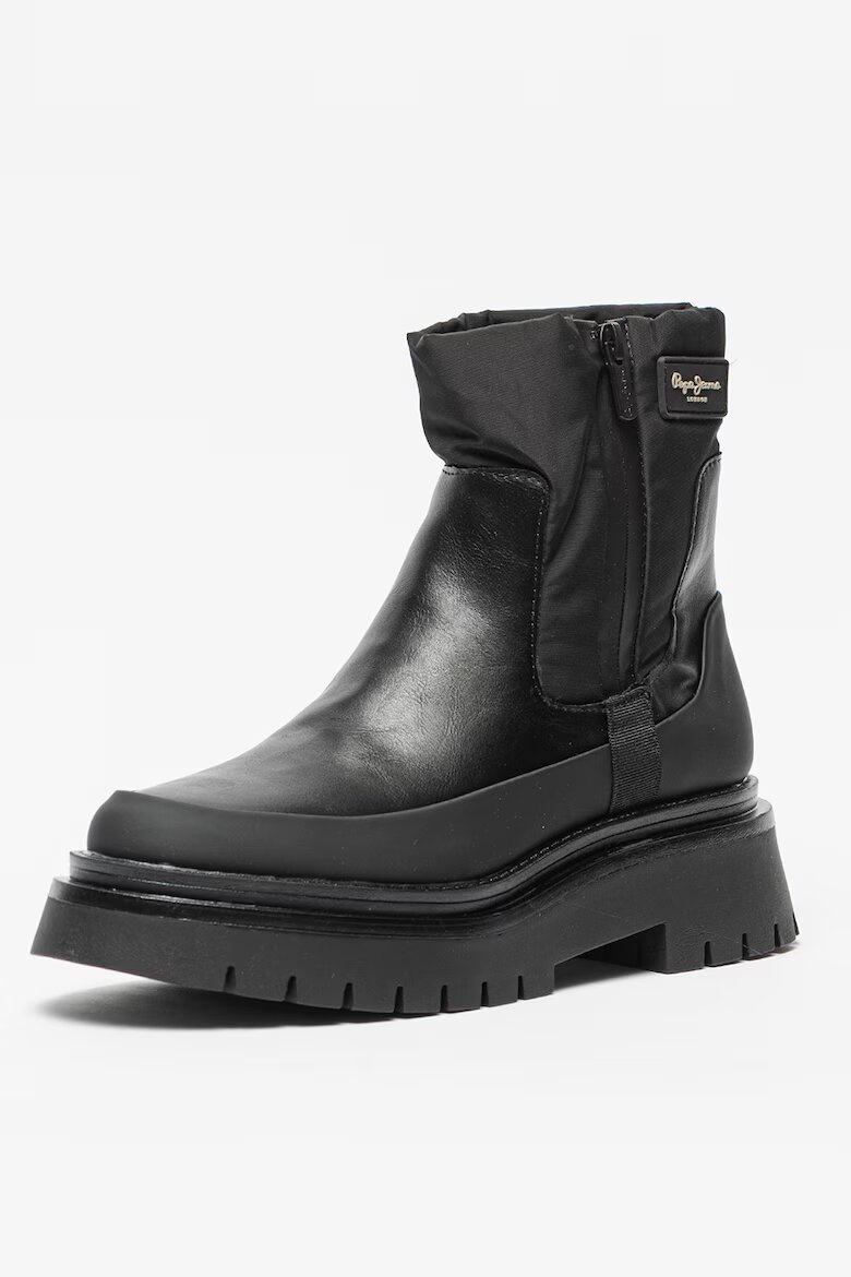 Pepe Jeans London Боти Queen Chelsea от еко кожа с текстил Черен