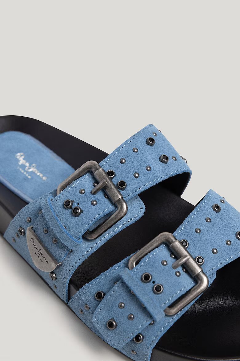 Pepe Jeans London Чехли от велур с нитове Лавандула/Сребрист