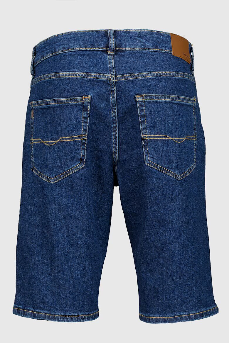 Pepe Jeans London Дънкови бермуди с миди талия Син