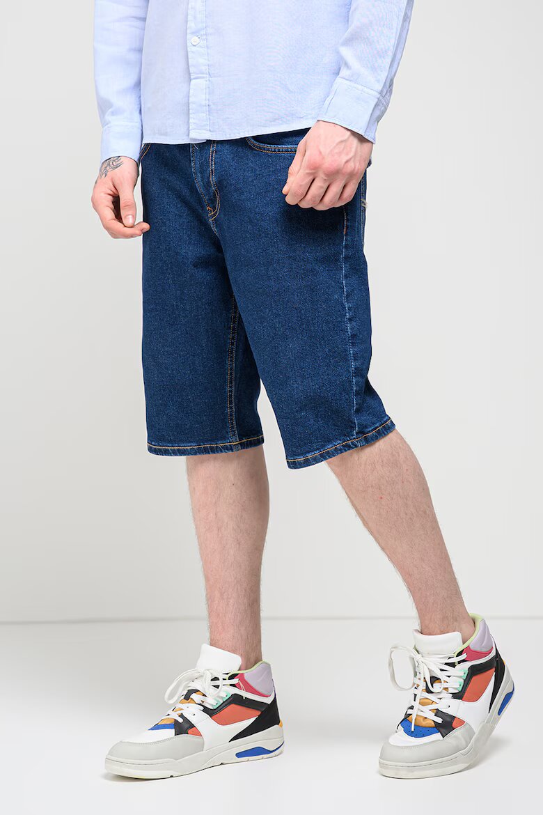 Pepe Jeans London Дънкови бермуди с миди талия Син
