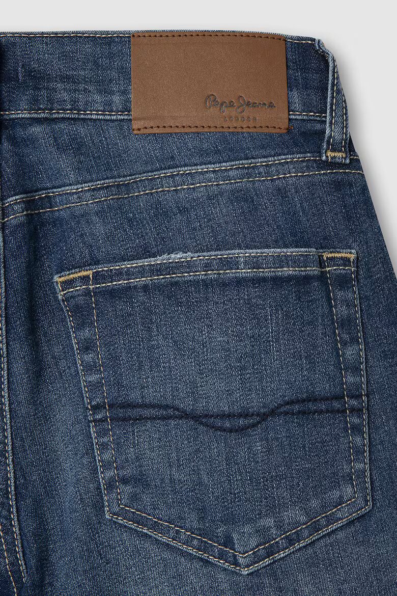 Pepe Jeans London Къси дънки със захабен ефект Ултрамарин синьо/Прашно синьо