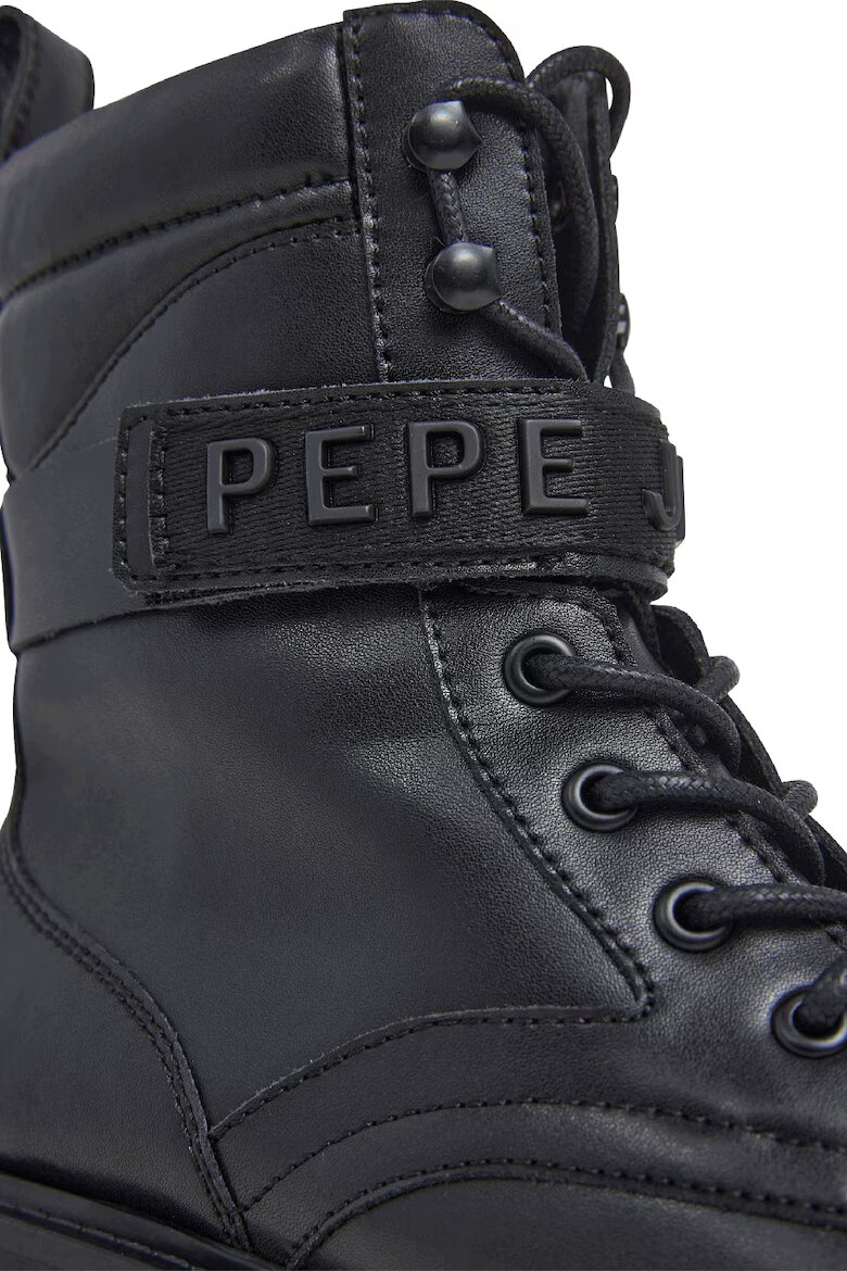 Pepe Jeans London Кожени боти с цип Черен