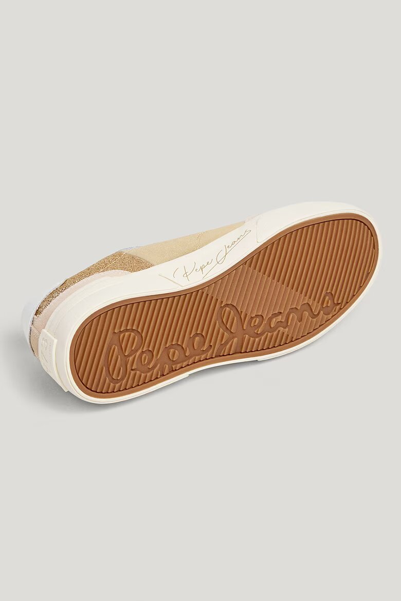 Pepe Jeans London Маратонки с кожа и велур Златист/Черен/Камел