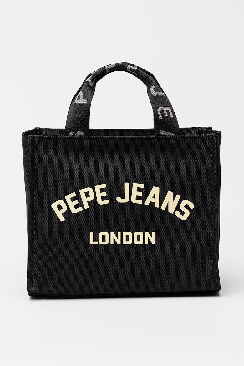 Pepe Jeans London Памучна чанта Tote Черен/Крем