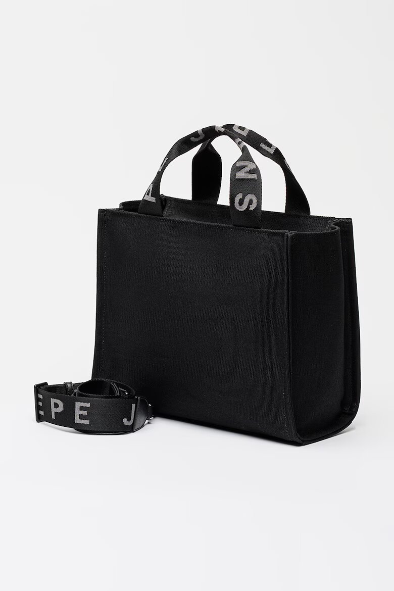 Pepe Jeans London Памучна чанта Tote Черен/Крем