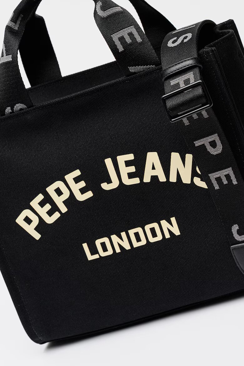 Pepe Jeans London Памучна чанта Tote Черен/Крем