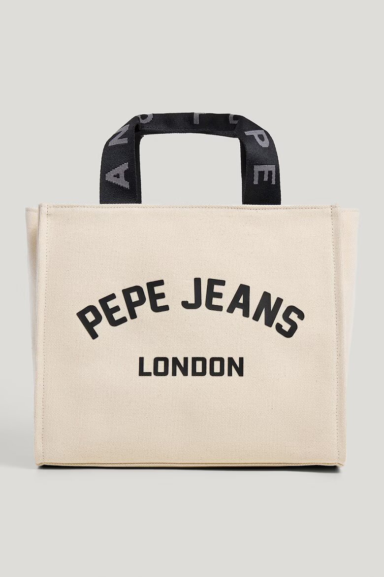 Pepe Jeans London Памучна чанта за рамо с отделяща се презрамка Черен/Крем
