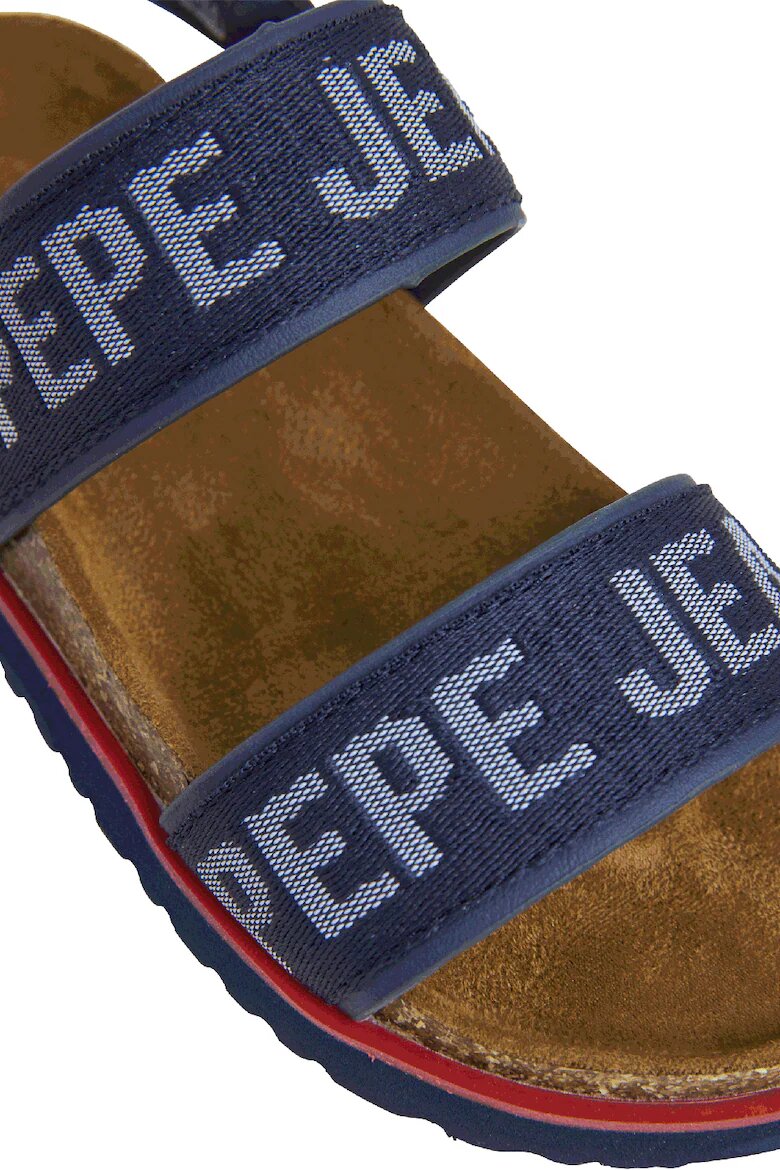 Pepe Jeans London Сандали от еко кожа и текстил с лого Тъмносин