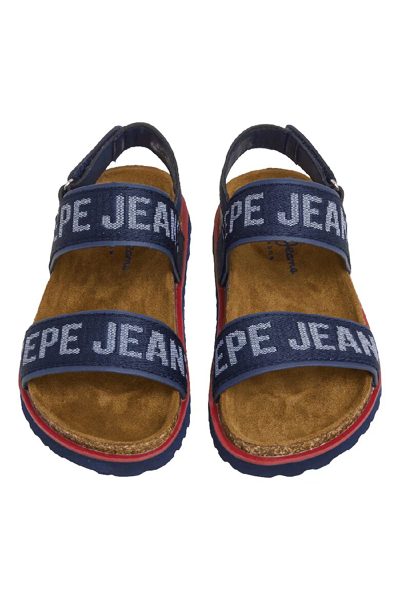 Pepe Jeans London Сандали от еко кожа и текстил с лого Тъмносин