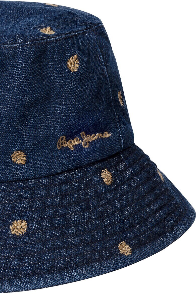 Pepe Jeans London Шапка от деним с бродерии Тъмносин