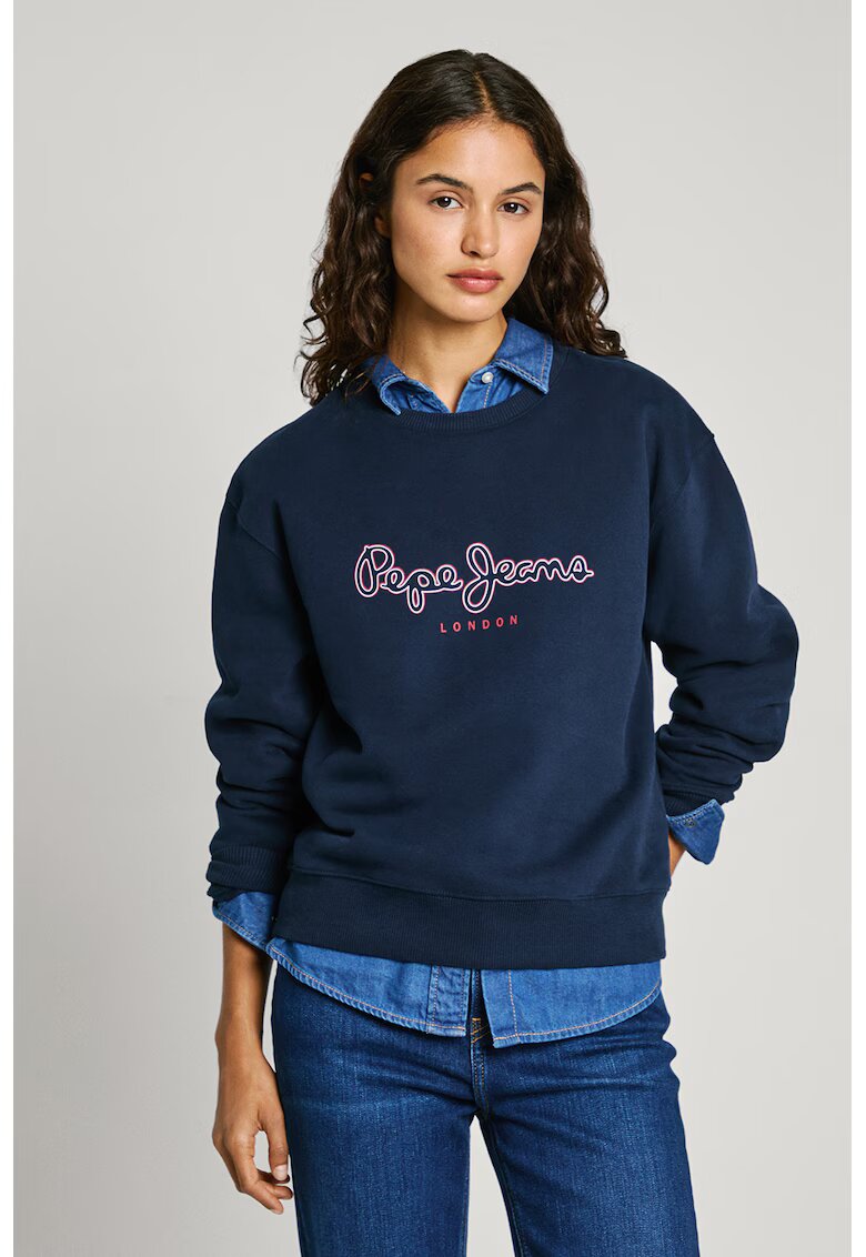 Pepe Jeans London Суитшърт с овално деколте и лого