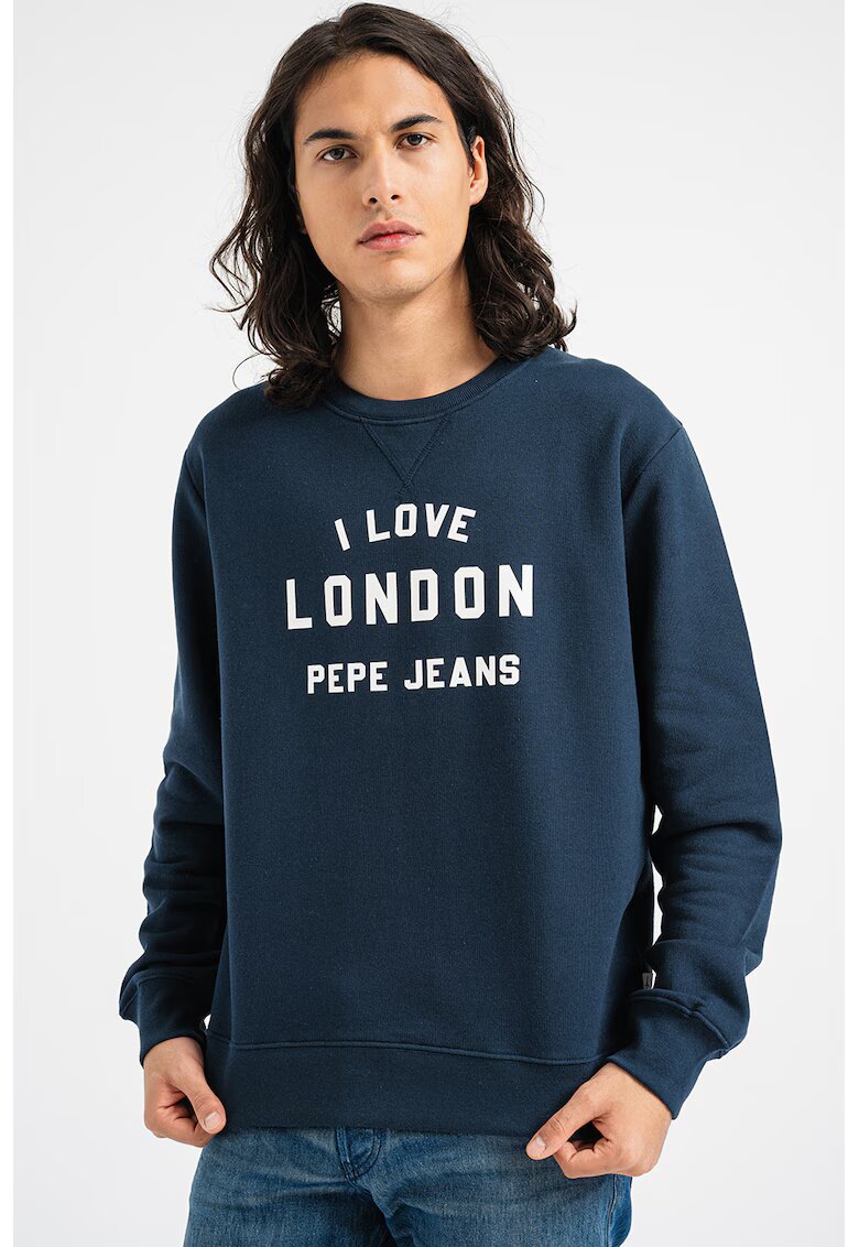 Pepe Jeans London Суитшърт с овално деколте и шарки