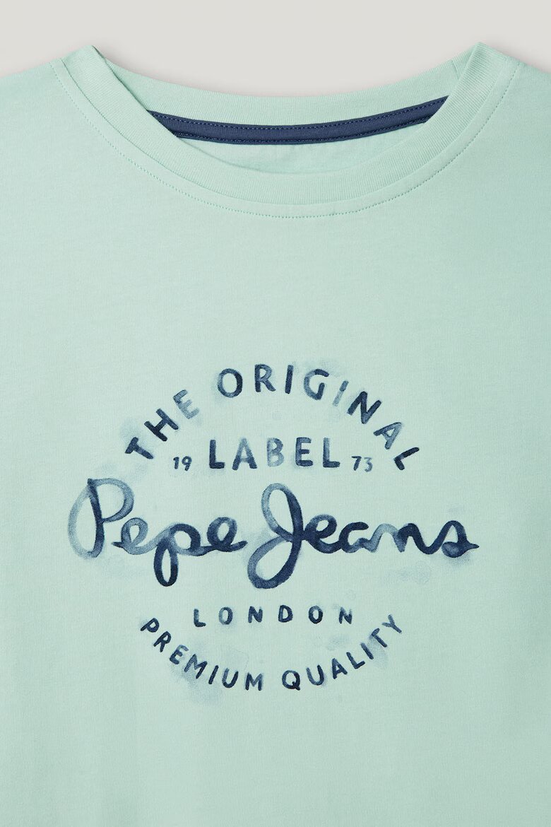 Pepe Jeans London Тениска с лого Ултрамарин синьо/Бледозелен