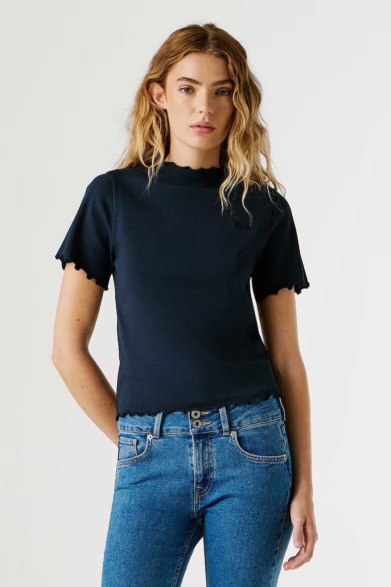 Pepe Jeans London Тениска с памук с лого Ултрамарин синьо