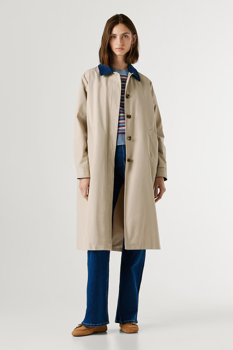 Pepe Jeans London Тренч Fionna с дънкови детайли Светло бежово