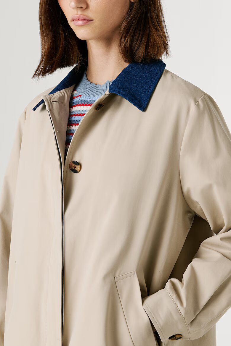 Pepe Jeans London Тренч Fionna с дънкови детайли Светло бежово