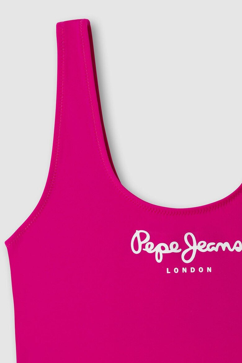 Pepe Jeans London Цял бански с лого Фуксия/Розово