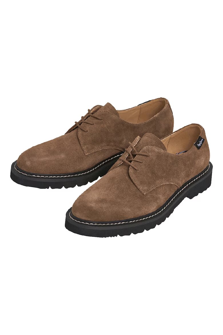 Pepe Jeans London Велурени обувки Derby Светлокафяв