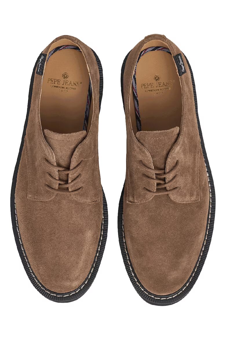 Pepe Jeans London Велурени обувки Derby Светлокафяв