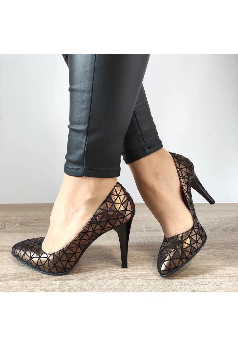 PERLLA Елегантни дамски обувки 19-19 Black + Bronze - Black + Bronze - Черен/Бронз