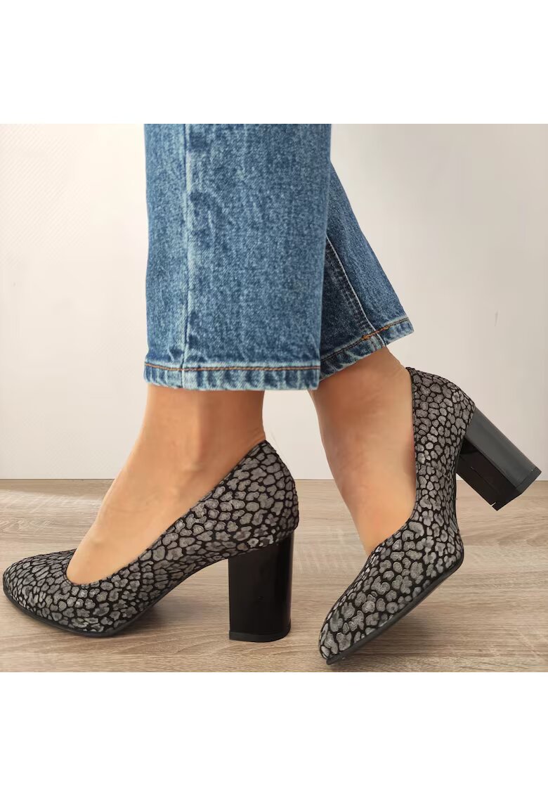 PERLLA Елегантни дамски обувки 470-13 Black Velvet + Silver - Black Velvet + Silver - Черен/Сребрист