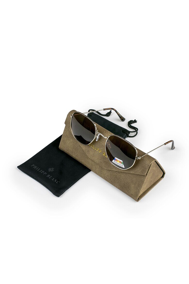 Philipp Blanc Унисекс овални слънчеви очила Galavant с поляризация Златист/Кафяв