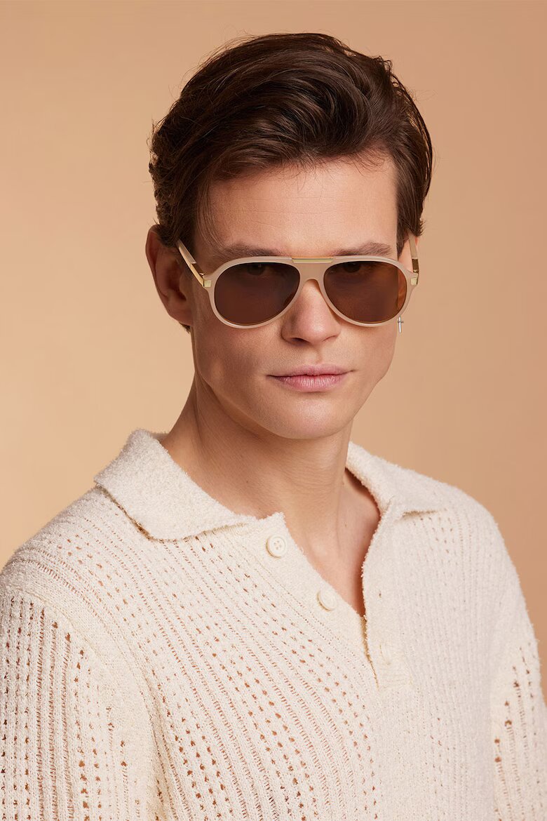 Philipp Blanc Унисекс слънчеви очила Aviator с поляризация Златист/Бежов