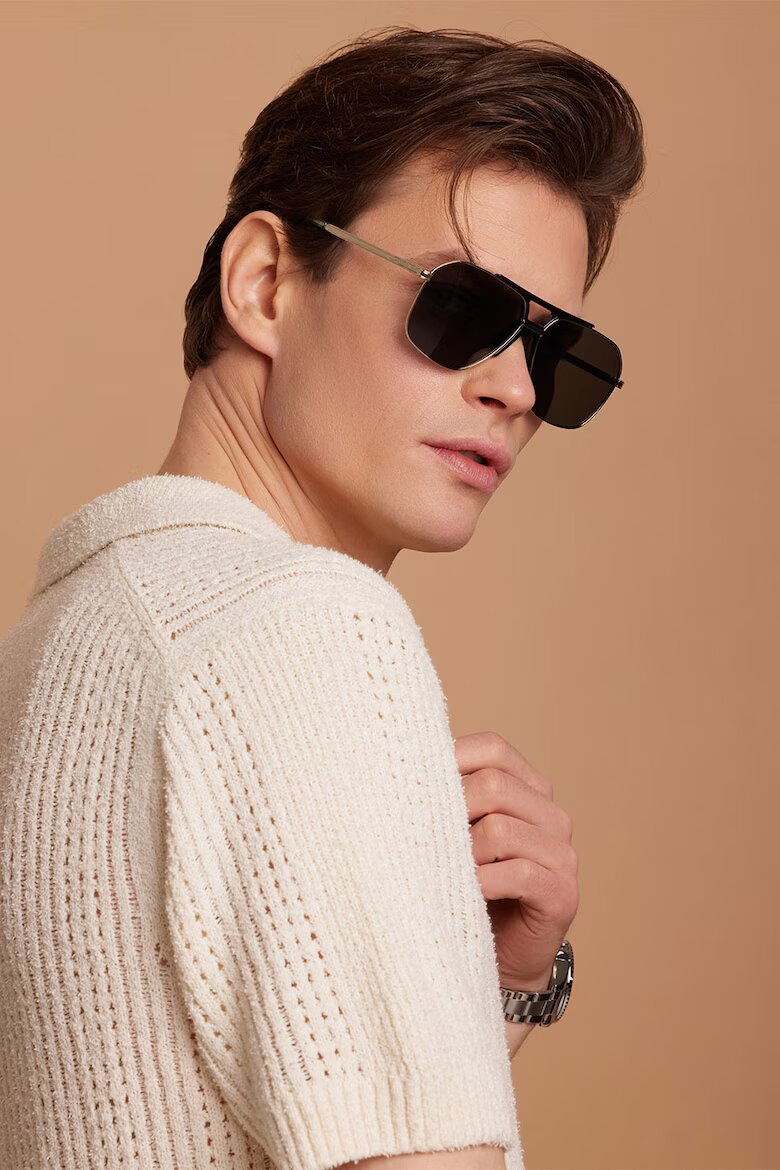 Philipp Blanc Унисекс слънчеви очила Aviator с поляризация Златист Черен