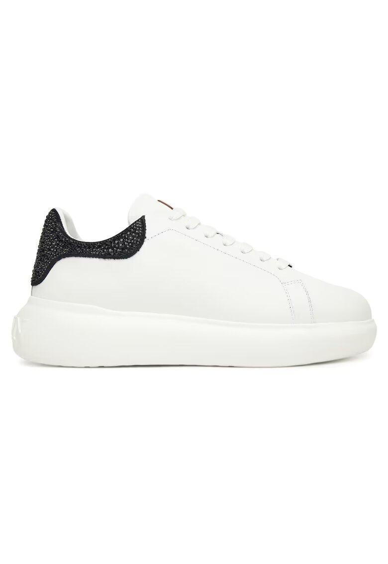 PHILIPP PLEIN Дамски кецове - FAES WSC2776 - естествена кожа - бял/черен