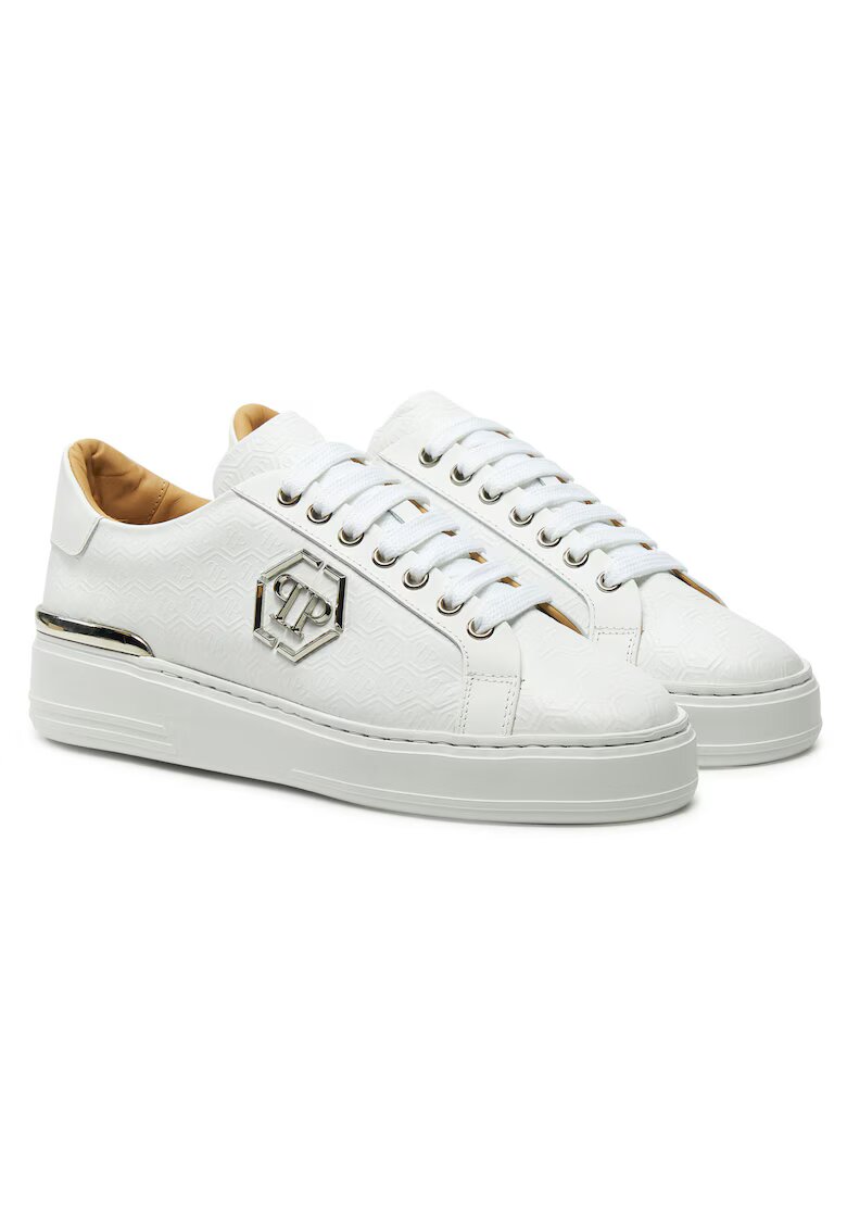 PHILIPP PLEIN Мъжки кецове естествена кожа - бели - PLE010N