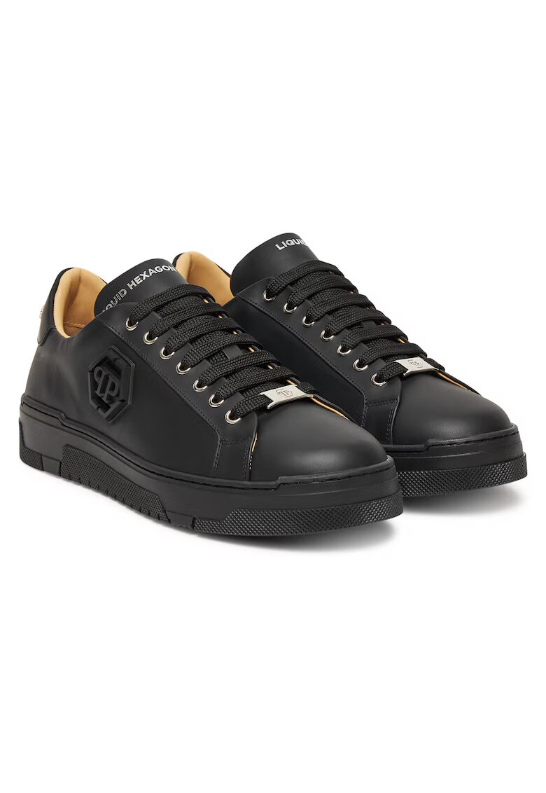 PHILIPP PLEIN Мъжки кецове естествена кожа - черни - USC0722