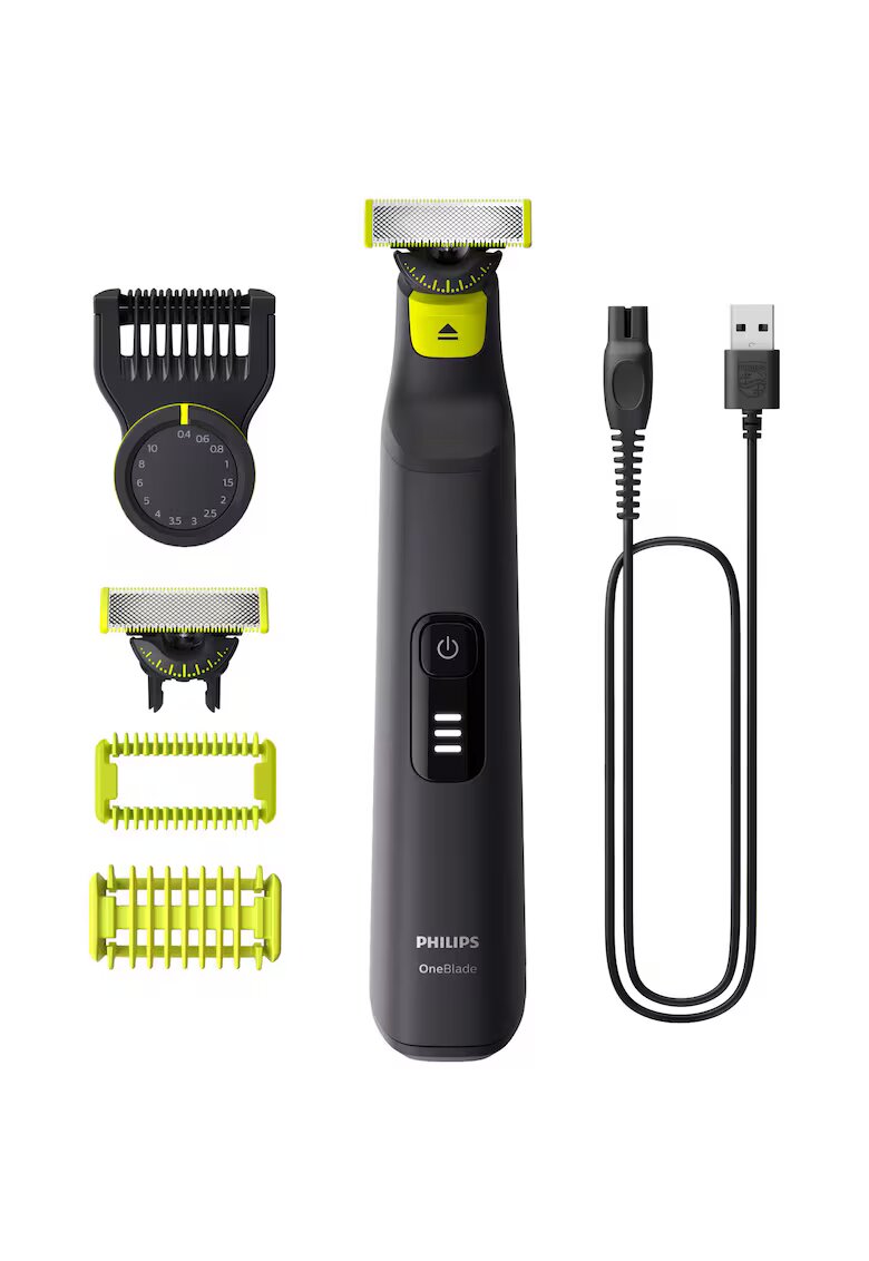 Philips Хибридна самобръсначка OneBlade Pro QP6542/15 - 2 360 ножчета - Гребен с 20 настройки за дължина (0 -4-10 мм) - 2 аксесоара за тяло - 90 мин. Автономност - USB ...