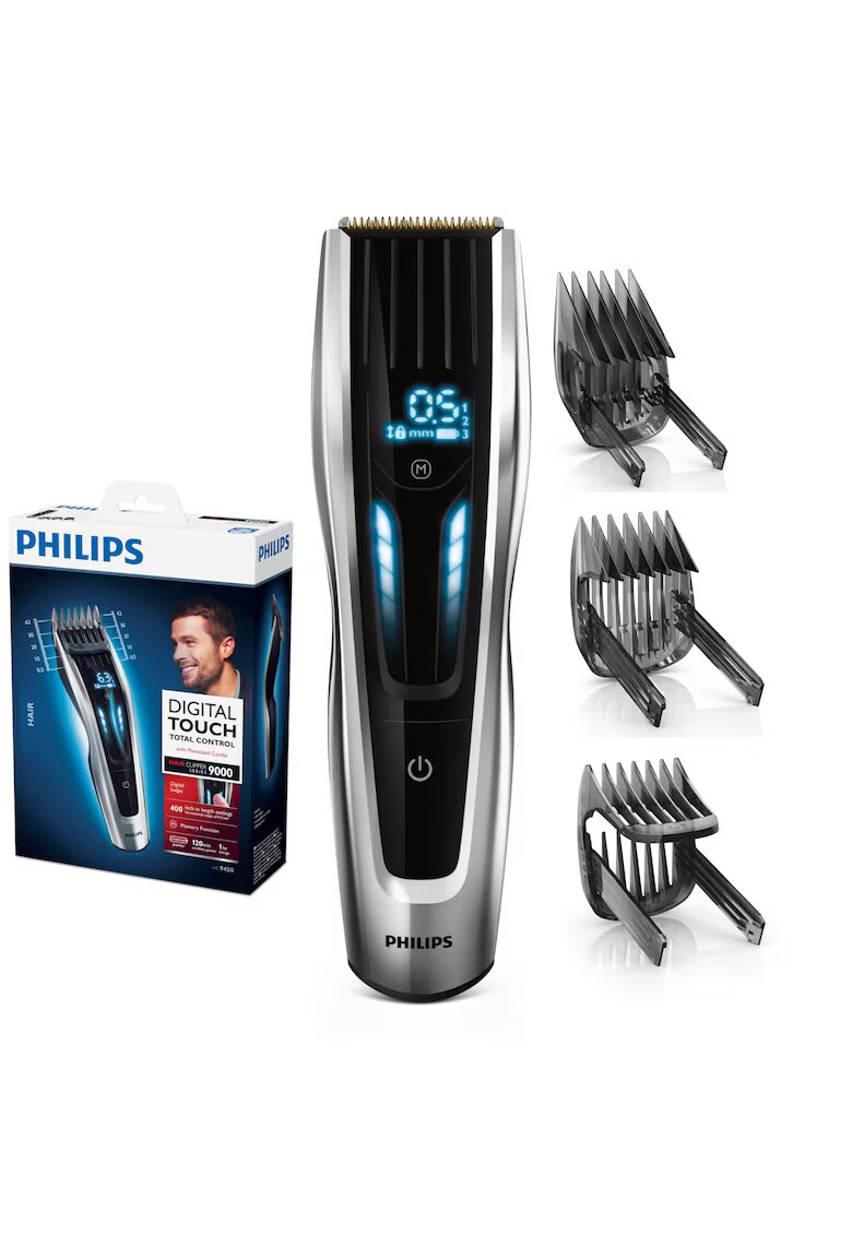 Philips Машинка за подстригване HC9450/15 - Батерия Li-ion - 0.5-42 мм - 400 нива - Ножчета от титан - Черна/Сребриста