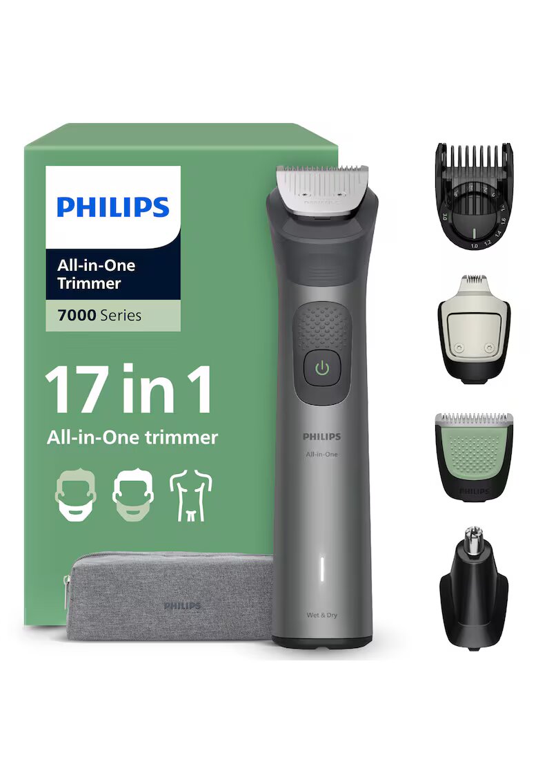 Philips Машинка за подстригване на брада и коса за глава и тяло 15в1 Multigroom All in One MG7940/15 - 120 мин. автономност - 22 настройки за дължина: 0 -5-16 мм All-in-One - 3 ...