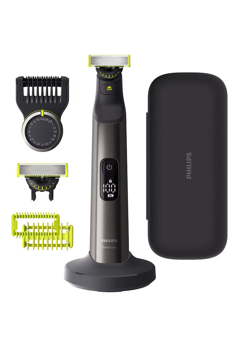 Philips Самобръсначка (0 -2 мм) и тример (0 -4-10 мм) OneBlade Pro - Лице и тяло - гребен с 20 настройки на дължина (0 -4-10 мм) - 2 аксесоара за тяло - 2 ножчета 360 - 90 ...