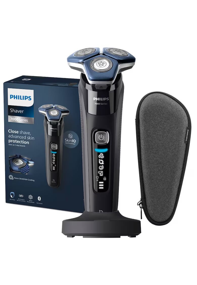 Philips Самобръсначка Shaver Серия 7000 - мокро/сухо бръснене - технология SkinIQ - гъвкави 360° глави - LED дисплей - сензор Motion Control - сензор Power Adapt ...
