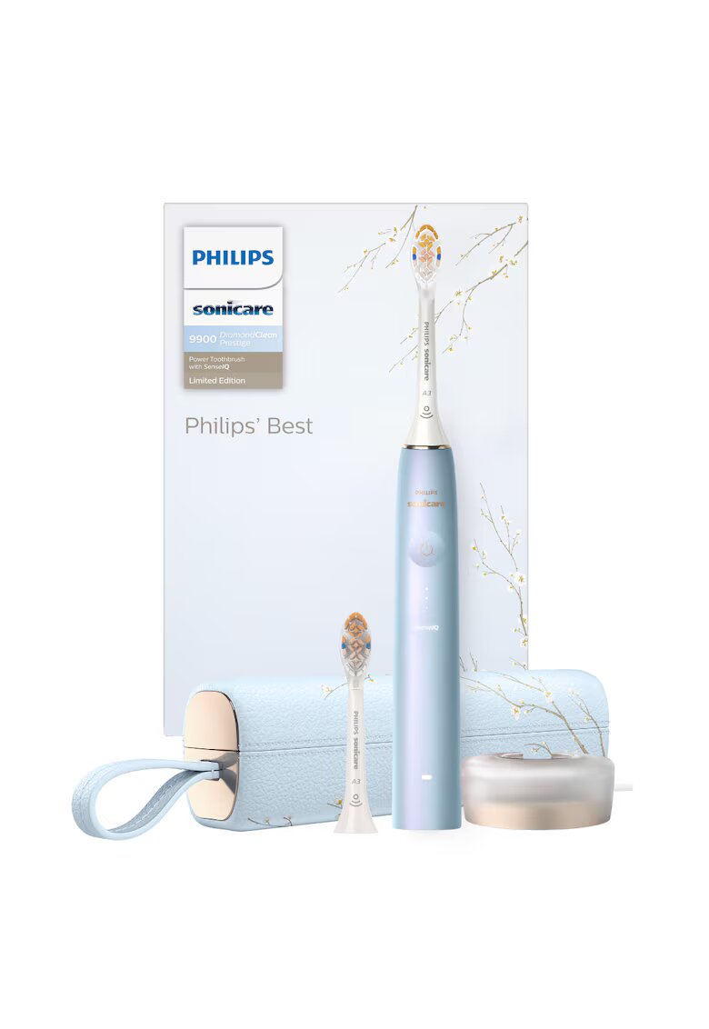 Philips Sonicare Електрическа звукова четка за зъби Philips Prestige 9900 - 62000 движения/минута - технология SenseIQ - приложение Sonicare с изкуствен интелект - безжичен ...