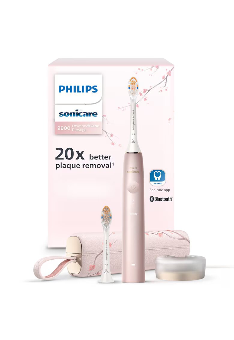 Philips Sonicare Електрическа звукова четка за зъби Philips Prestige 9900 - 62000 движения/минута - технология SenseIQ - приложение Sonicare с изкуствен интелект - безжичен ...