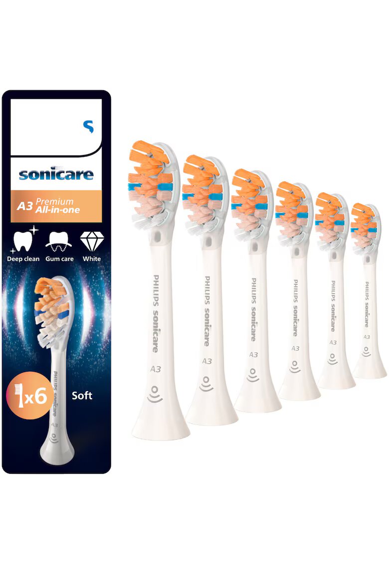 Philips Sonicare Резерва A3 Premium All in One HX9096/88 - 6 стандартни глави за четка - Синхронизация в режим BrushSync