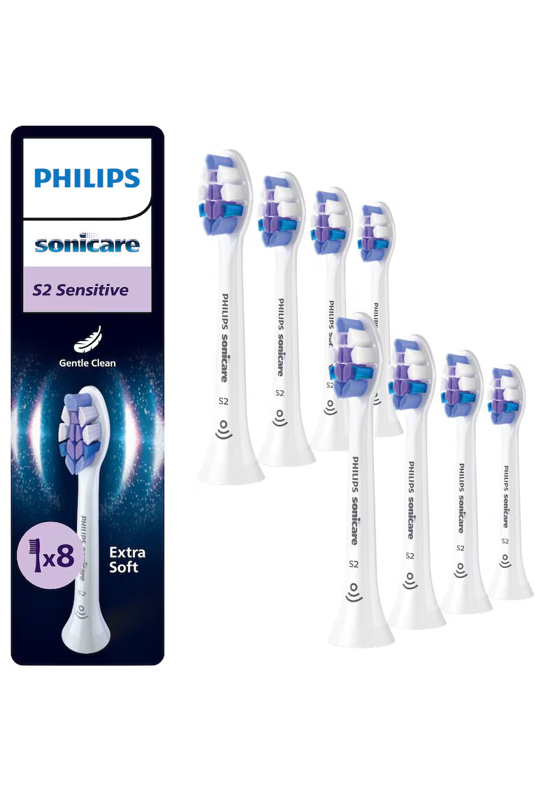 Philips Sonicare Резерва Sensitive HX6058/87 - 8 глави за четка - Standard - Click-on - Синхронизация в режим BrushSync - Бял