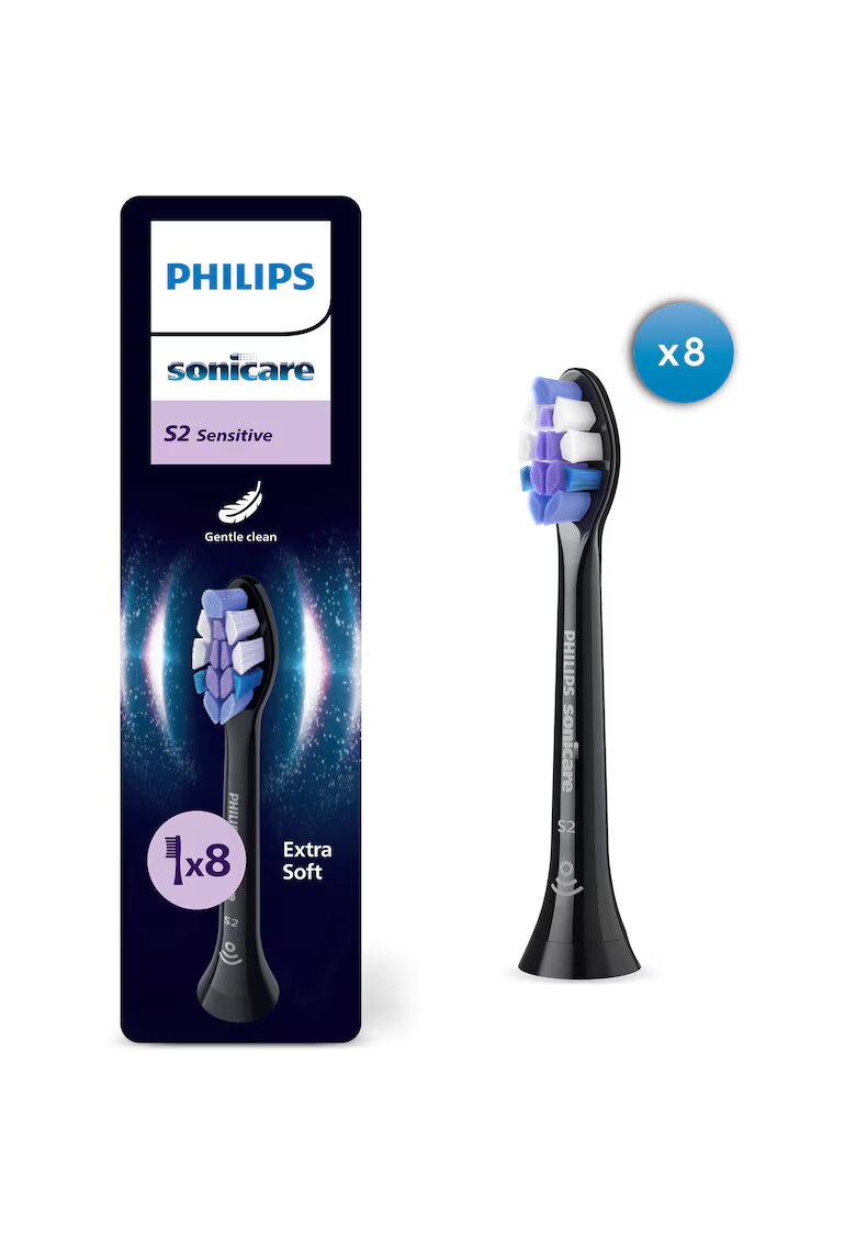 Philips Sonicare Резерви Sensitive HX6058/88 - Пакет от 8 глави - Click-on - Синхронизация на режимите BrushSync - Черен