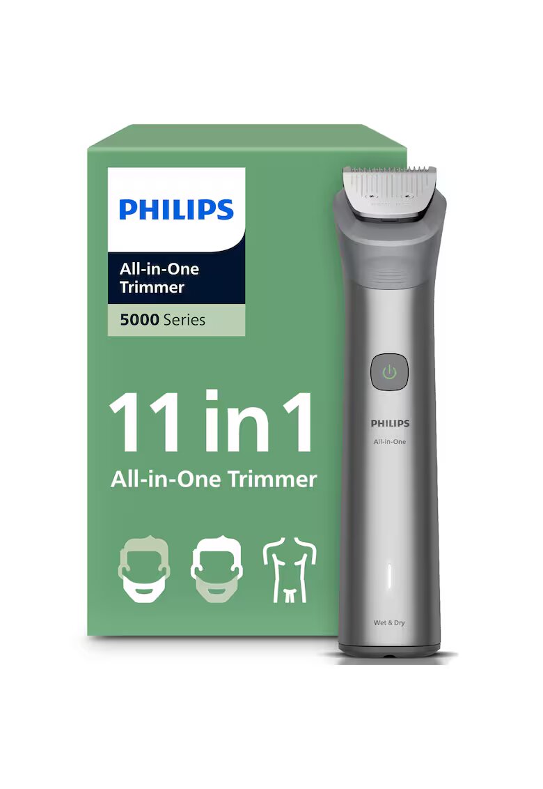 Philips Тример за брада и коса 10 в 1 Multigroom All in One MG5920/15 - технология BeardSense - самонаточващи се стоманени остриета - 11 настройки за дължина ...
