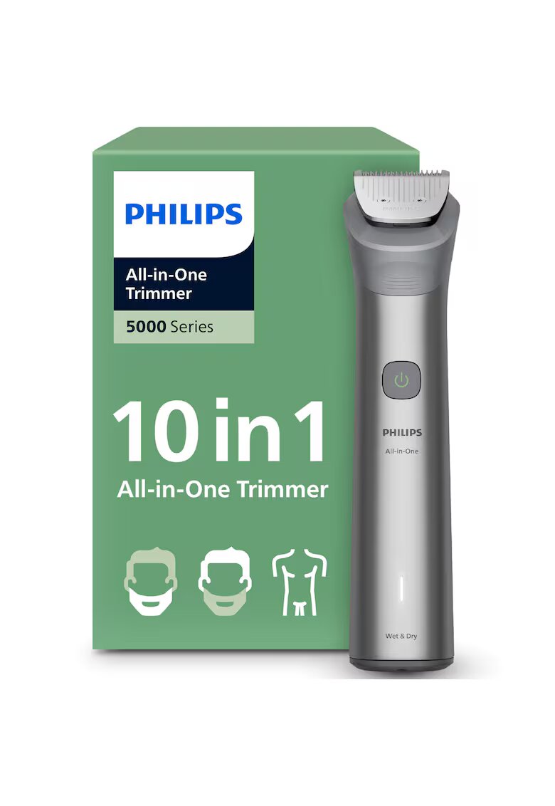 Philips Тример за брада и коса 10 в 1 Multigroom All in One MG5920/15 - технология BeardSense - самонаточващи се стоманени остриета - 11 настройки за дължина ...