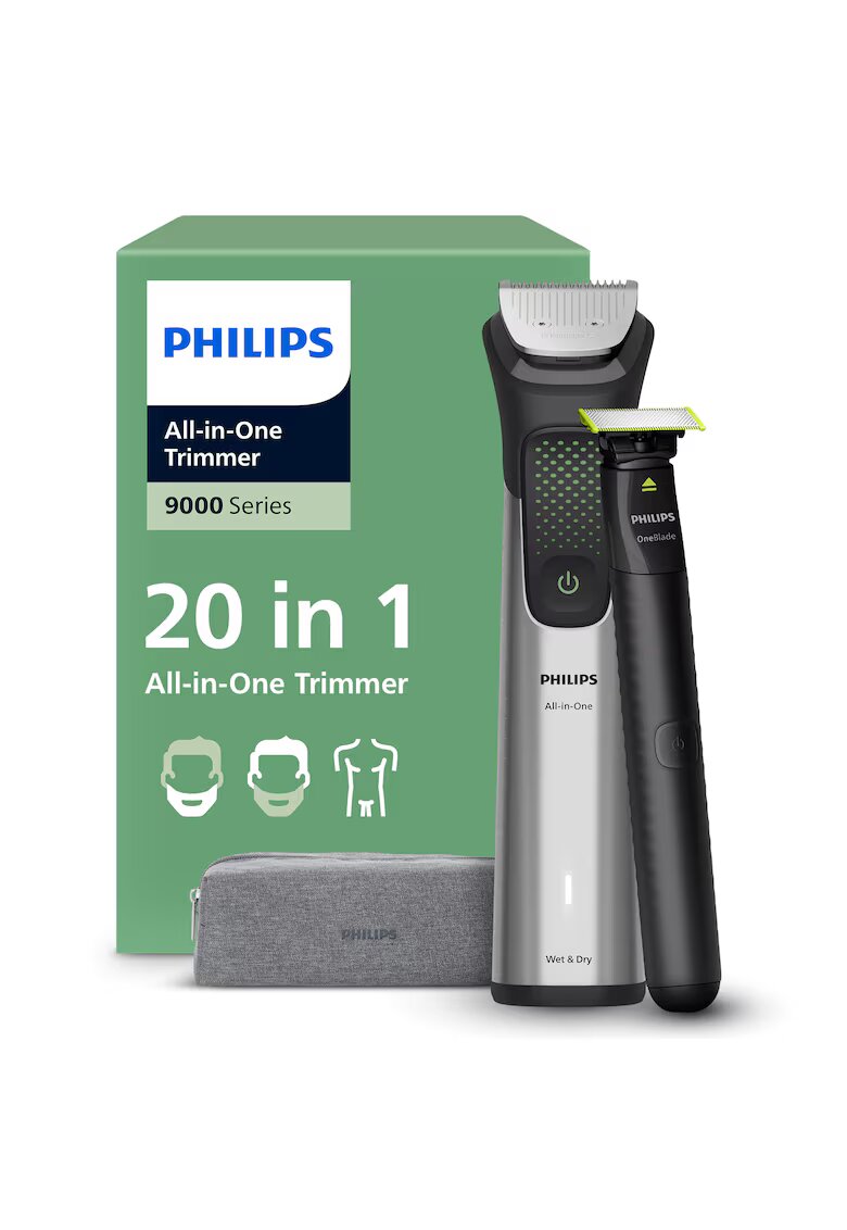 Philips Тример за брада и коса 15в1 All-in-One MG9531/15 +OneBlade - 120 мин. автономност - 27 настройки за дължина: 0 -2 мм OneBlade и 0 -5-20 мм All-in-One - 2 специализирани глави ...