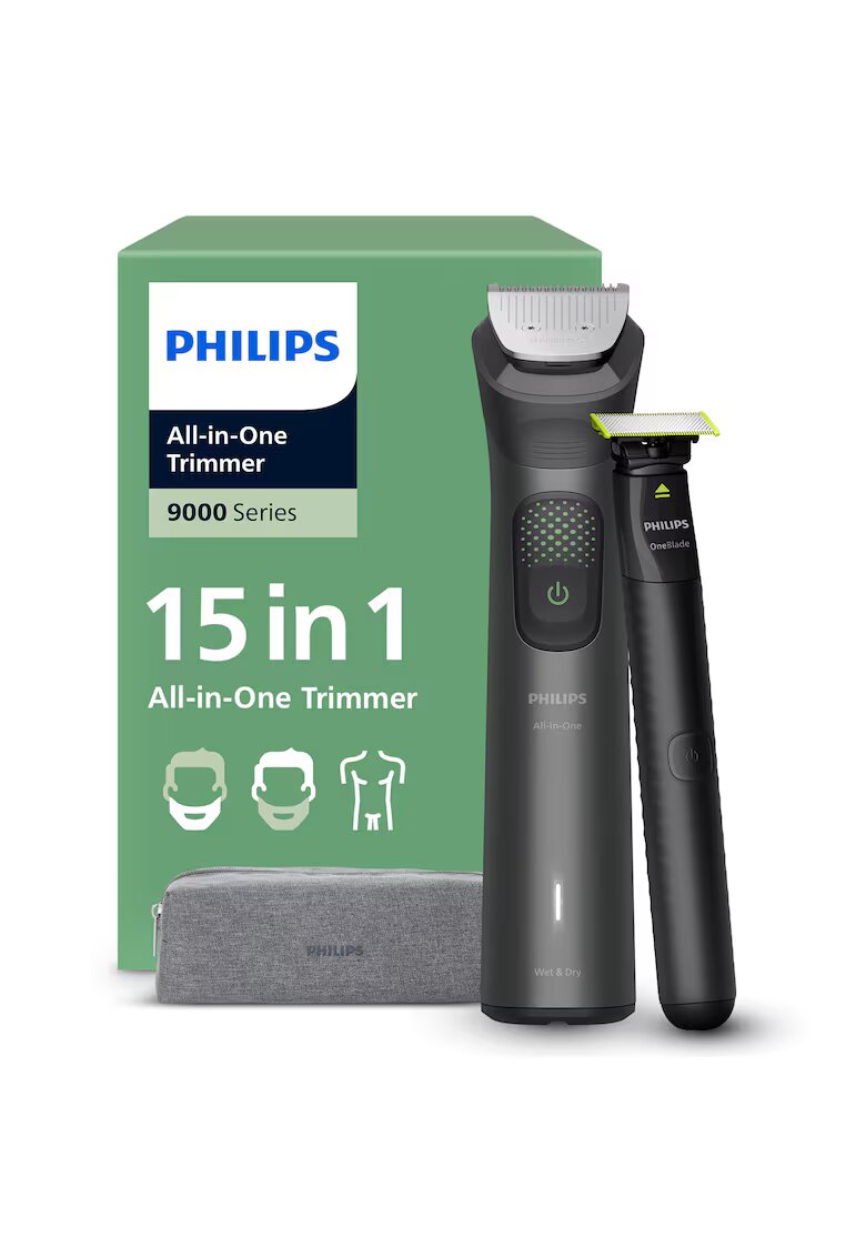 Philips Тример за брада и коса 15в1 All-in-One MG9531/15 +OneBlade - 120 мин. автономност - 27 настройки за дължина: 0 -2 мм OneBlade и 0 -5-20 мм All-in-One - 2 специализирани глави ...