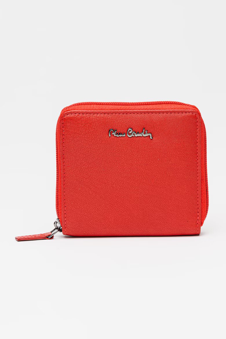 Pierre Cardin Кожен портфейл с цип Тъмночервен
